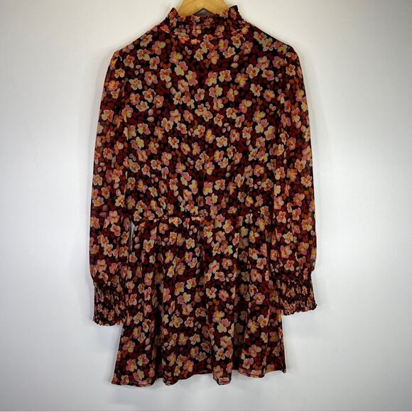 Sanctuary Strawberry Fields Floral Smocked Mock Neck Blouson mini dress - S - Picture 7 of 12